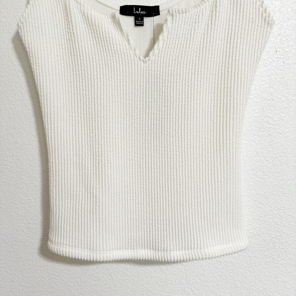 Lulus Elevated Energy Ivory Ribbed Notched Tank - Picture 6 of 13